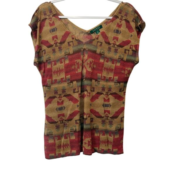 Lauren Ralph Lauren Tops - Lauren Ralph Lauren Womens Top Short Sleeve Size Small Tribal Native Pattern